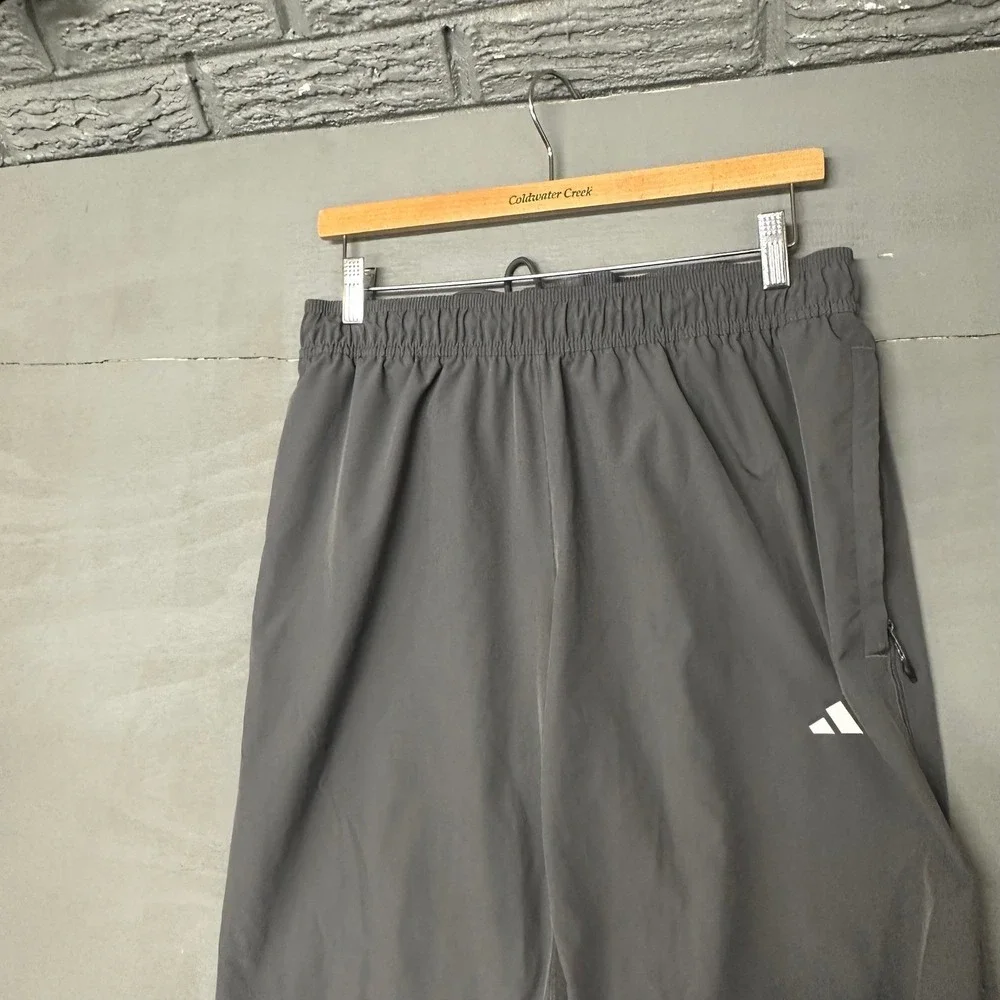 Adidas Aeroready Mens Gray Tapered Track Pants Joggers‎ Large Zipper Pockets